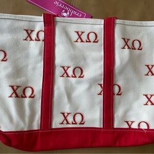 Chi Omega Sorority Large Canvas Tote Bags - NEW